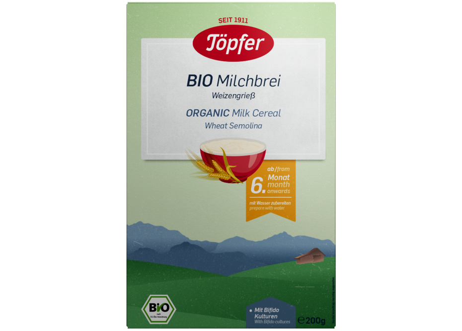 Töpfer Bio Milchbrei Weizengrieß
