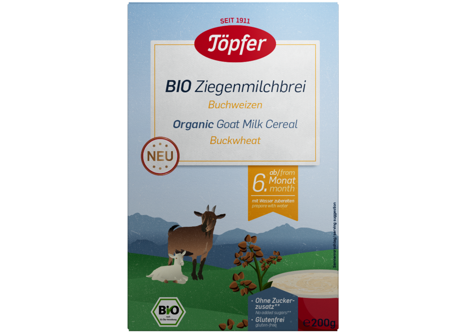 Töpfer organic goat milk cereal buckwheat