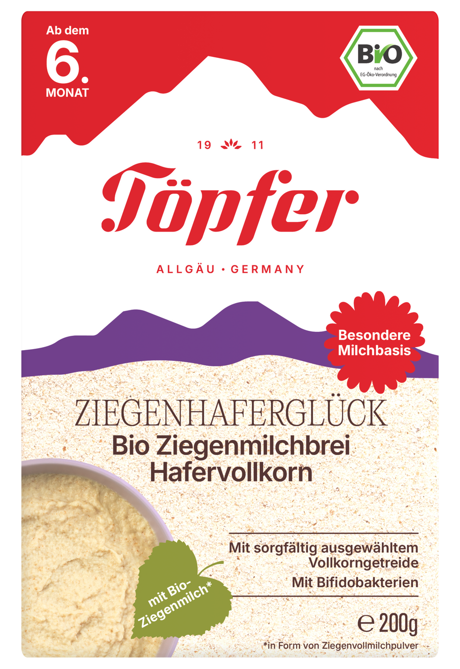 Ziegenhaferglück Töpfer Organic Goat Milk Cereal Wholegrain Oat