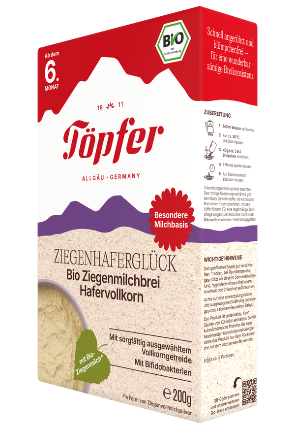 Ziegenhaferglück Töpfer Organic Goat Milk Cereal Wholegrain Oat