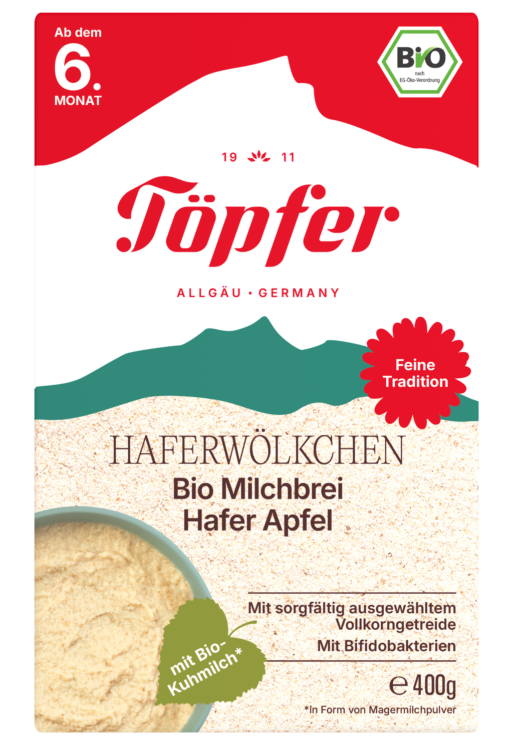 Haferwölkchen  Töpfer Bio Milchbrei Hafer Apfel