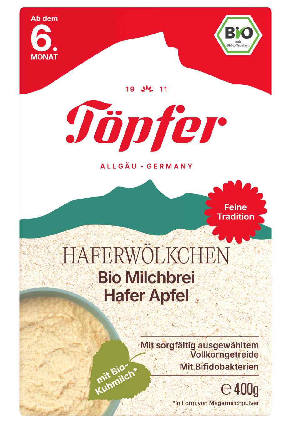 Haferwölkchen  Töpfer Bio Milchbrei Hafer Apfel